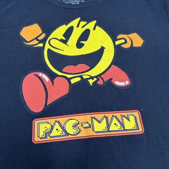 Pac-Man Black Graphic Print Long Sleeve T-shirt Medium - Picture 2 of 8